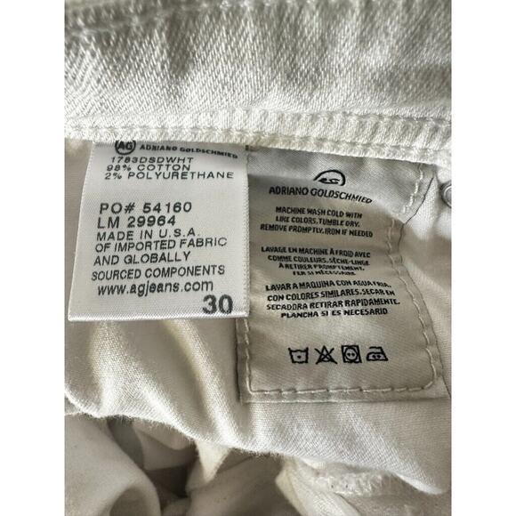 AG Adriano Goldschmied The Tellis Modern Slim Jeans 30x29 in White Stretch Denim - Picture 8 of 13